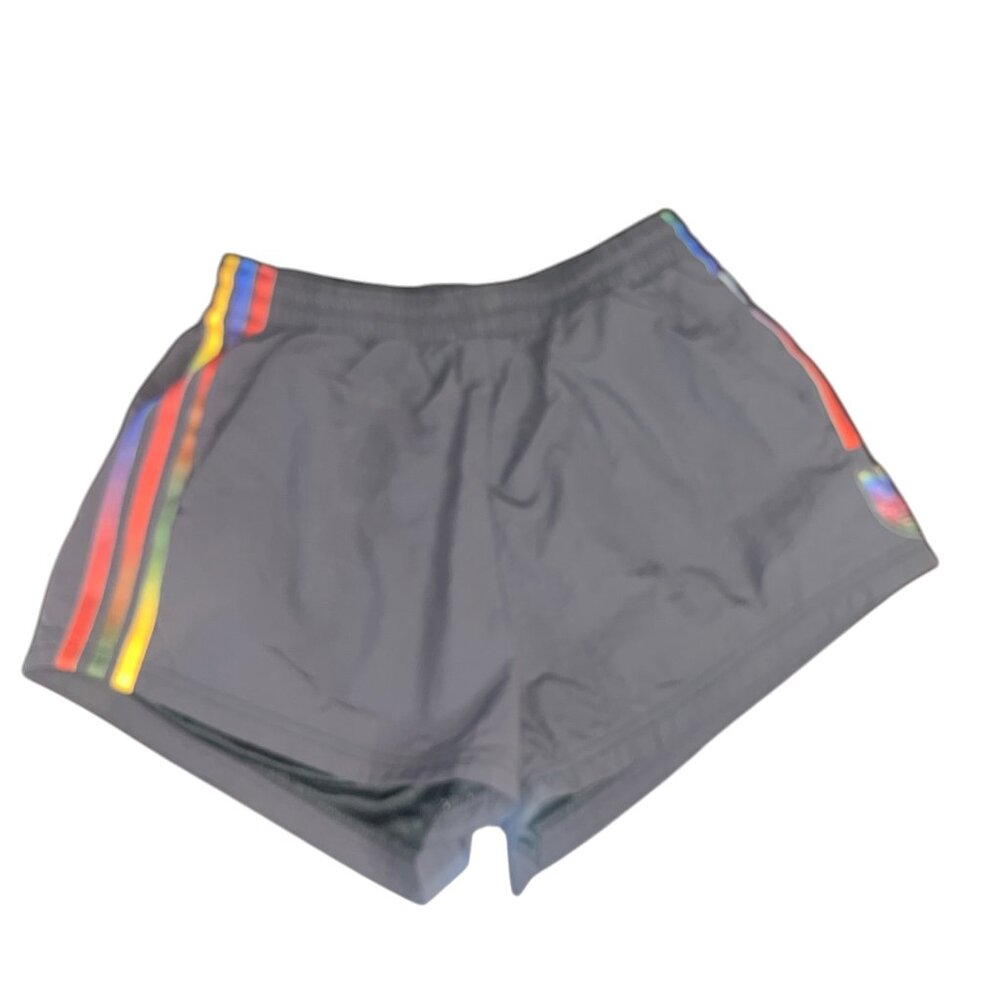 Women's Adidas Runing Shorts Black Rainbow Stripes Size Small USED